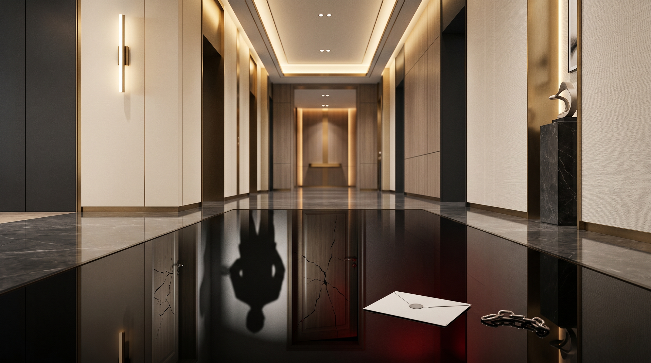 Luxury corridor revealing hidden warning signs behind polished sugar dating profiles